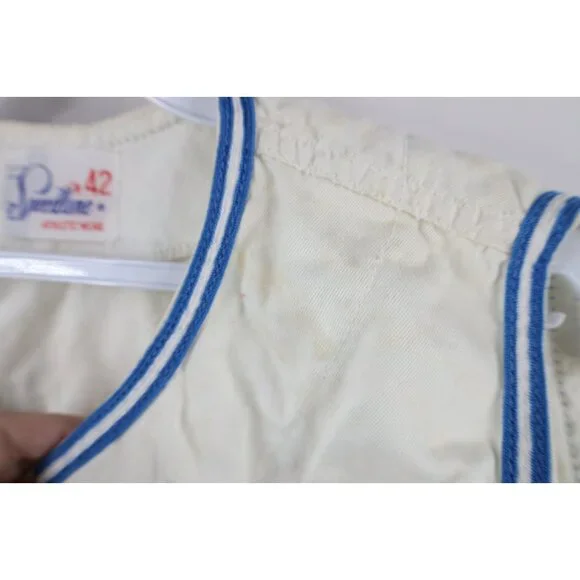 Vintage 50s Mens 42 Distressed Chain Stitch Sleeveless Baseball Jersey White USA